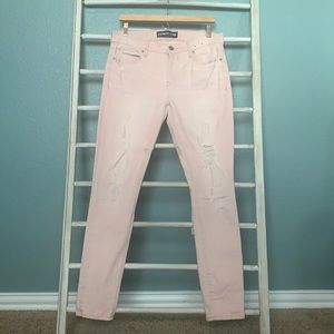 Express Pink Distressed Mid Rise Jean Legging 10R